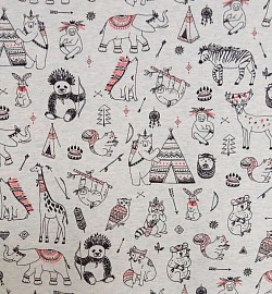 NJ0016 - Animal tribe - 60% cotton/35% poly/5% spandex. 60'' wide. £10.99pm