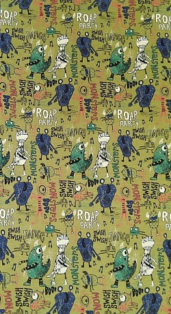 NJ0017 - Monsters - 60% cotton/ 35%poly/ 5% elastine. 60'' wide. £11.99pm