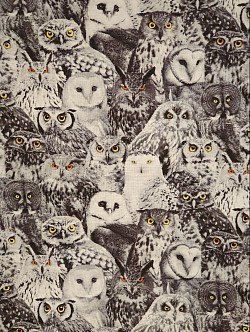 TT009 - Owls - 100% cottons. 45'' wide. £13.99pm
