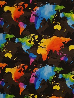 TT0017 - colourful maps - 100% cottons. 45'' wide. £13.99pm